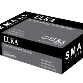 Elka Black Nitrile Powder Free Gloves