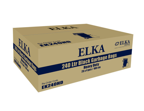 Elka 240L Black Heavy Duty Garbage Bags