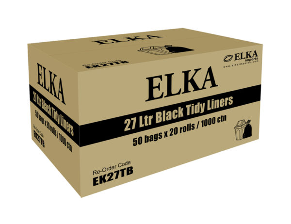 Elka 27L Black Bin Liners