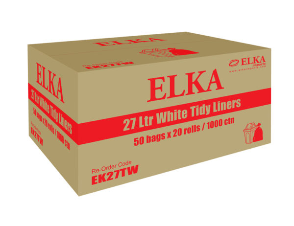 Elka 27L White Bin Liners