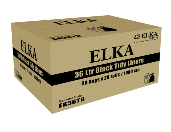 Elka 36L Black Bin Liners