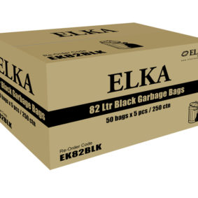 Elka 82L Black Garbage Bags
